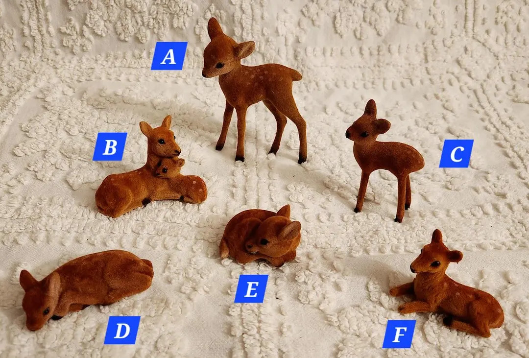 Miniature Flocked Deer / Fawn - Etsy | Etsy (US)