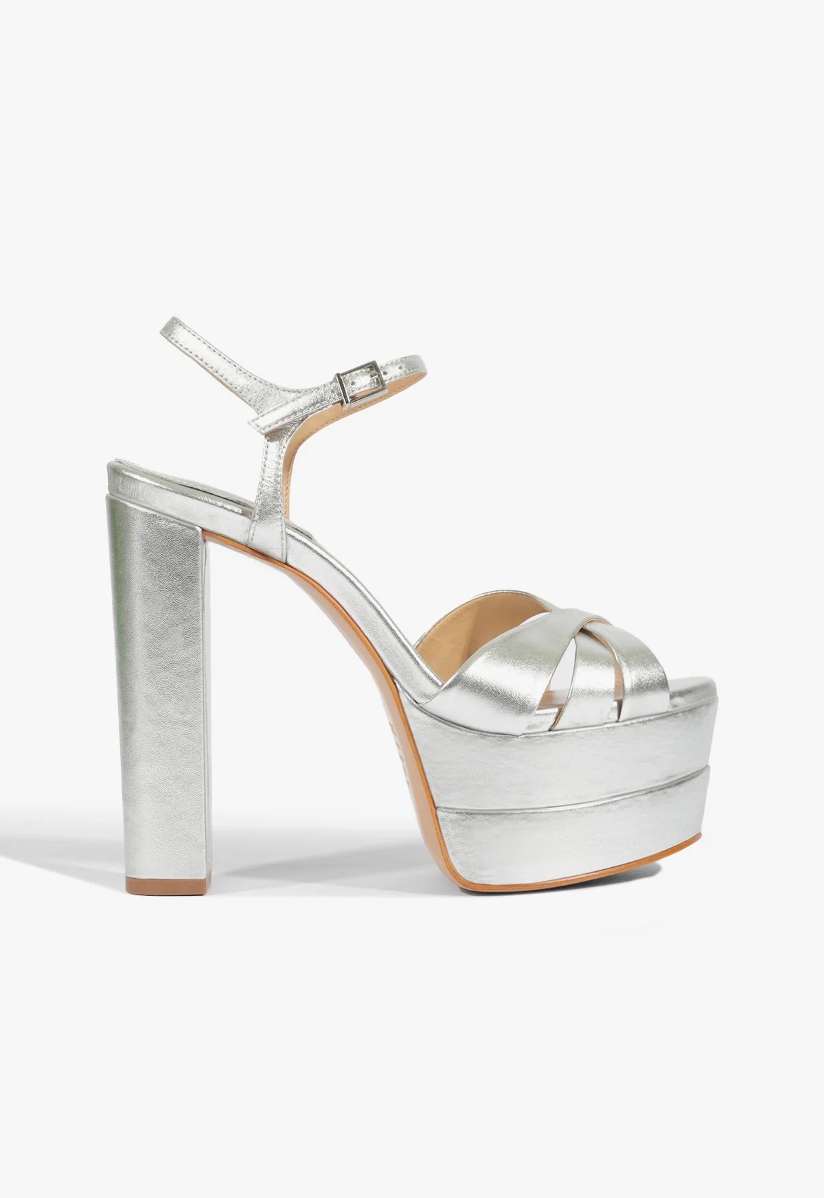 Keefa High Platform Sandal | Metallic Silver Leather - SCHUTZ | Schutz (US)
