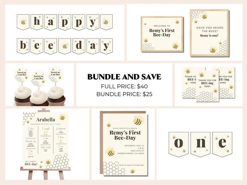 First Bee Day Decorations, Bee Day Invite, First Bee Day Party, 1st Bee Day Party, Bee Day Party ... | Etsy (US)