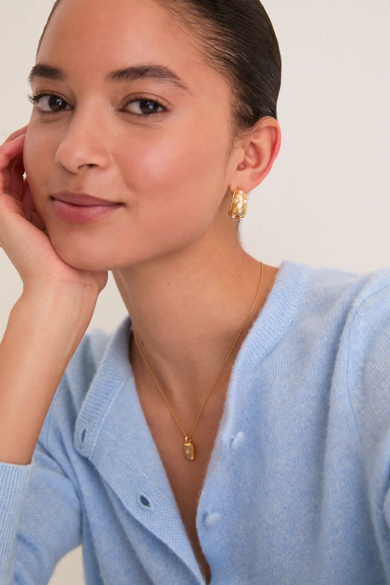 Gold and Pearl Blanche Hoop Earrings | Tuckernuck (US)