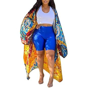 cu4eve Plus Size Kimono Swimsuit Cover Ups For Women Floral Lightweight Long Cardigan Silk Robes ... | Amazon (US)