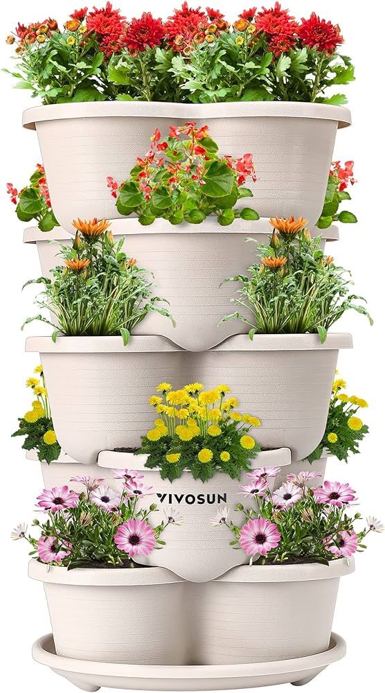 VIVOSUN 5 Tier Vertical Gardening Stackable Planter for Strawberries, Flowers, Herbs, Vegetables | Amazon (US)