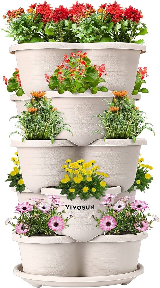 VIVOSUN 5 Tier Vertical Gardening Stackable Planter for Strawberries, Flowers, Herbs, Vegetables | Amazon (US)