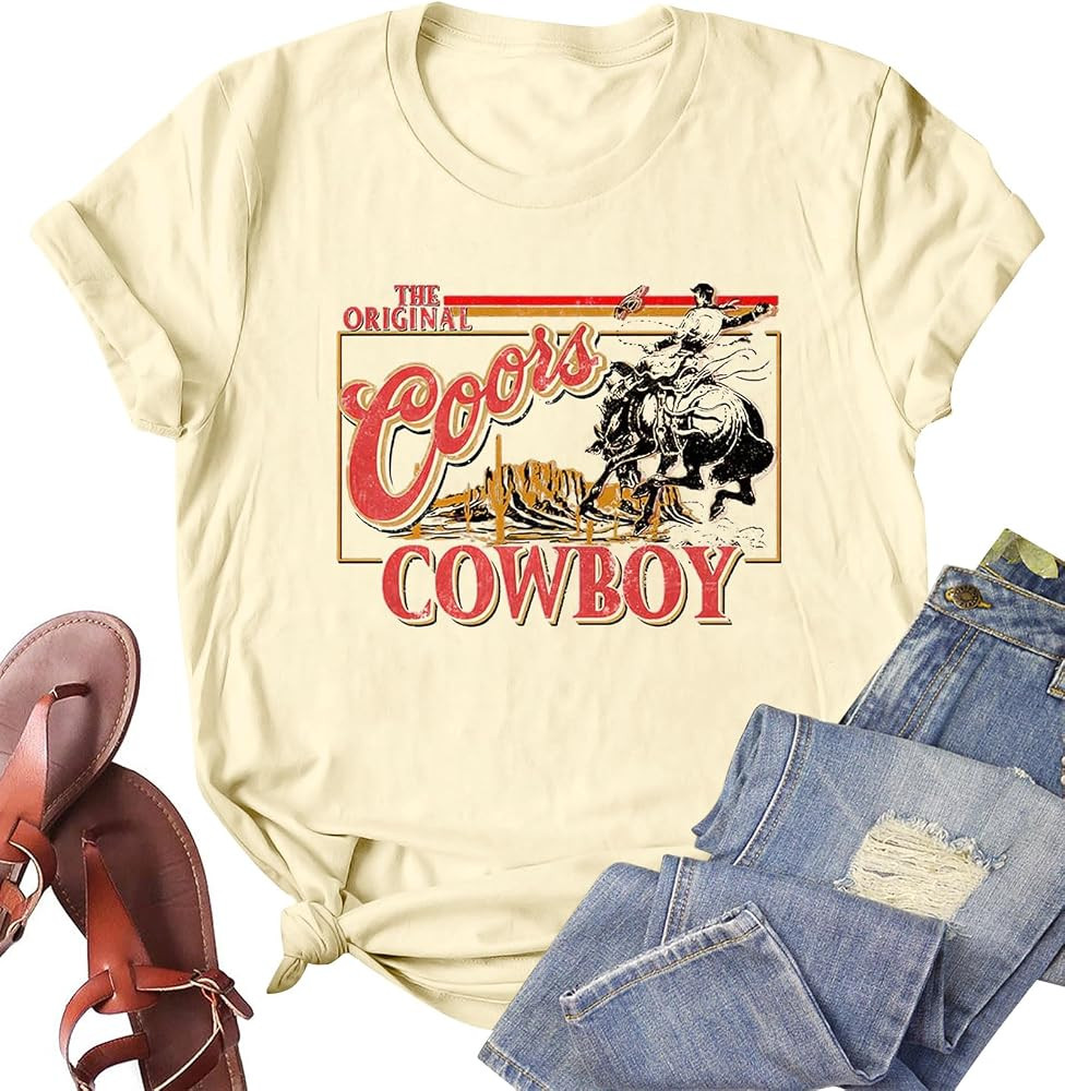Vintage Cowboy Shirt Women Country Southern Shirts Wild West Rodeo T-Shirt Funny Cowgirls Graphic... | Amazon (US)