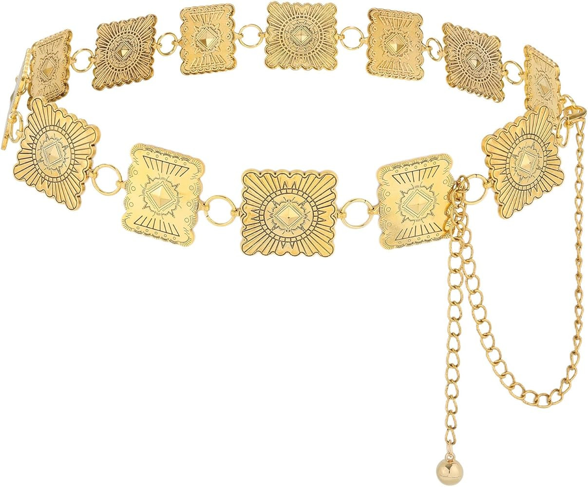 AWAYTR Chain Belt for Women \u2013 Adjustable Boho Metal Waist Chain Belt Gold Sliver for Dresses... | Amazon (US)