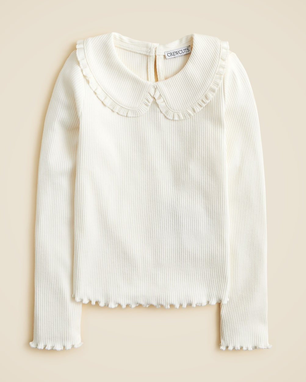 Girls' long-sleeve ruffle-collar top in vintage rib | J. Crew US