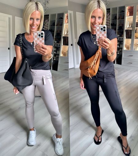 How cute and unique are these @walmartfashion cargo leggings?!? #WalmartPartner #WalmartFashion The v-neck tee is a great dri-fit material making it perfect for working out!!! Be sure to check out the adorable back detail of the other tee and I paired it with the best sports bra ever!!!! No removable padding!!! Yes!!!!!!!
⬇️⬇️⬇️
Wearing size small in everything
Sports bra TTS size medium 
Sneakers TTS and comfy!!!

#LTKFindsUnder50 #LTKStyleTip #LTKFitness