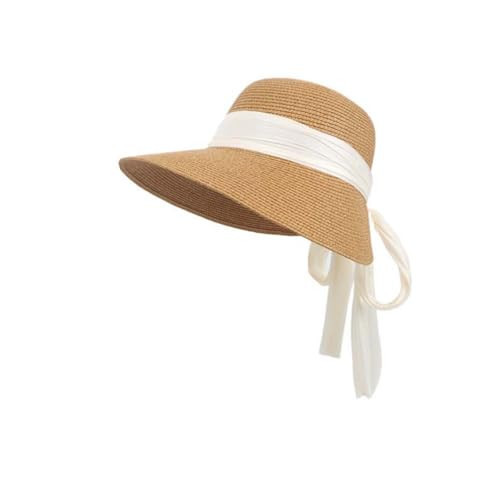 YWTAENOH Summer Bowknot Ribbon Hats for Women Beach Dome Top Wide Brim Caps Floppy Solid Sun Protection Hats | Amazon (US)