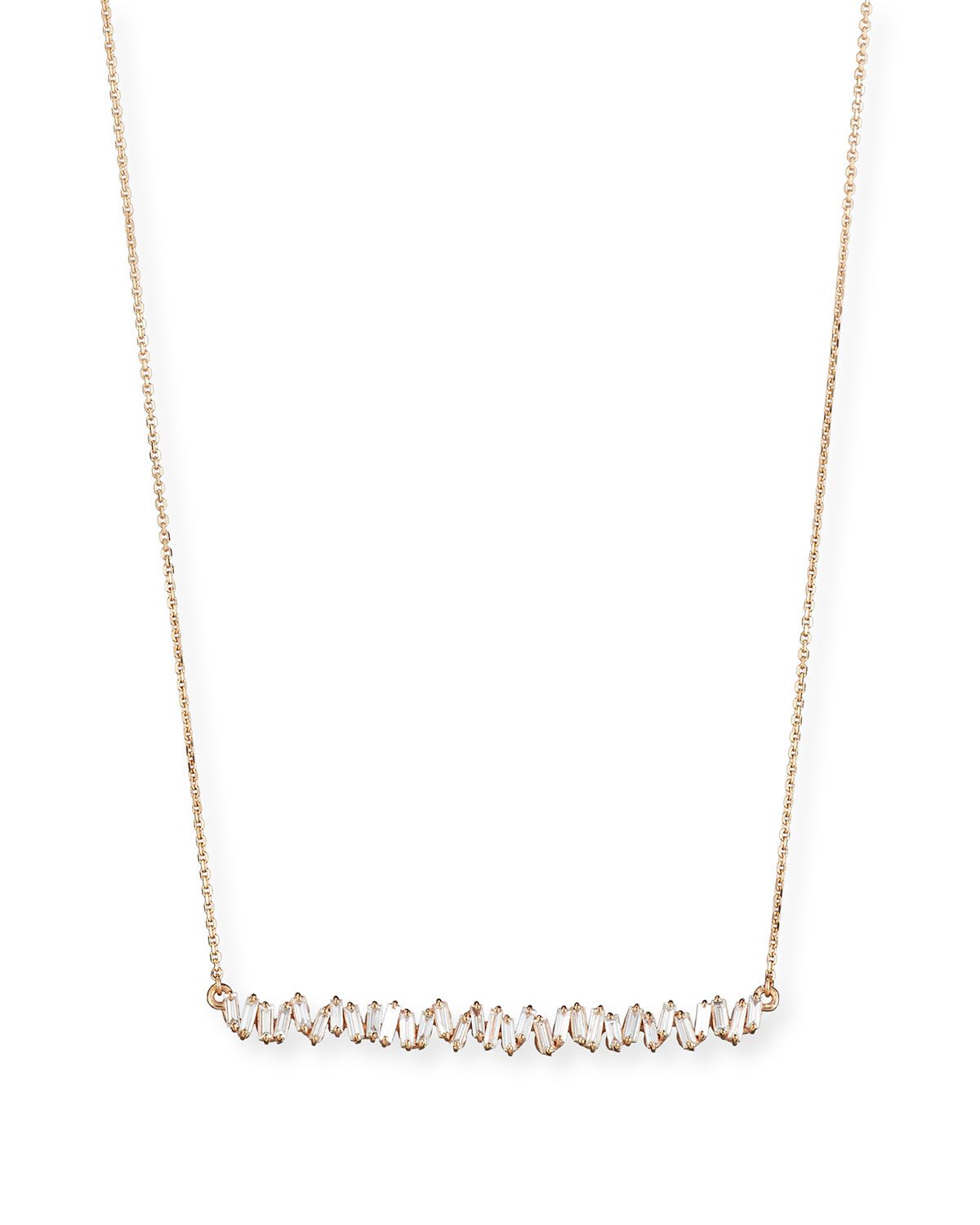 18K Rose Gold Diamond Baguette Necklace, 0.56 tdcw | Neiman Marcus