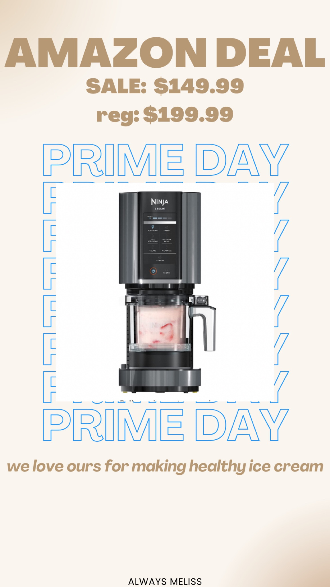 The Ninja Creami is on sale during Prime day! This is a great kitchen gadget. Can make ice cream, milkshakes and so much more!

Ninja 
Sale
Prime Day

#LTKSaleAlert #LTKHome #LTKFamily