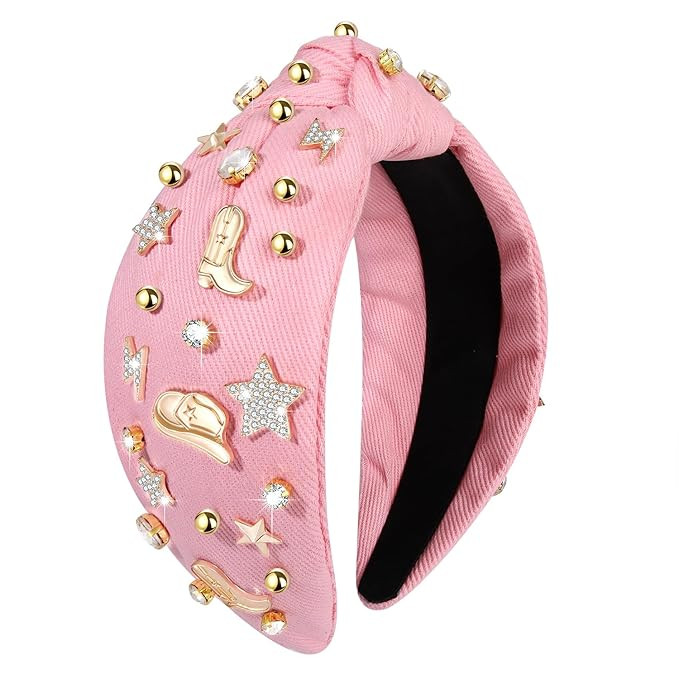 MOLOCH Western Cowgirl Headband for Women Cowgirl Boot Hat Stars Headband Crystal Jeweled Knotted... | Amazon (US)