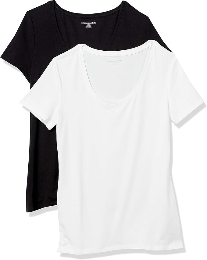 Amazon Essentials Women's Regular-Fit Short-Sleeve Scoop Neck T-Shirt (Available in Plus Size), P... | Amazon (US)