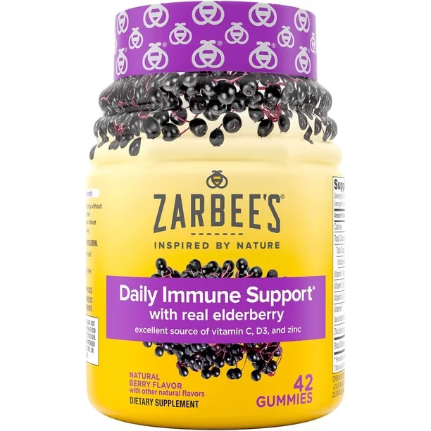 Zarbee's Elderberry Gummy Daily Immune Support Supplement with Vitamins A, C, D, E & Zinc, Black ... | Walmart (US)