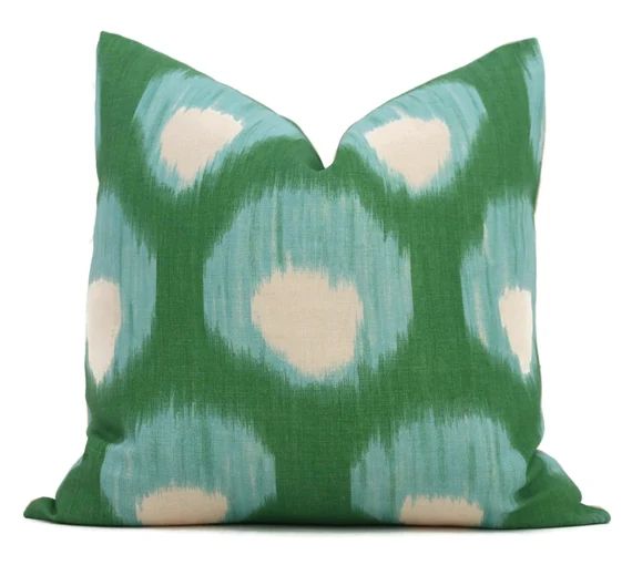 Peter Dunham Peacock Green and Aqua Bukhara Decorative Pillow Cover 18x18, 20x20, 22x22, 24x24, E... | Etsy (US)