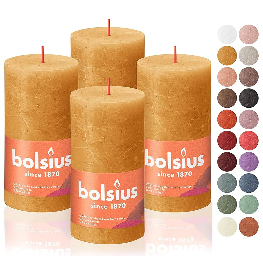 BOLSIUS 4 Pack Yellow Rustic Pillar Candles - 2.75 X 5 Inches - Premium European Quality - Includ... | Amazon (US)
