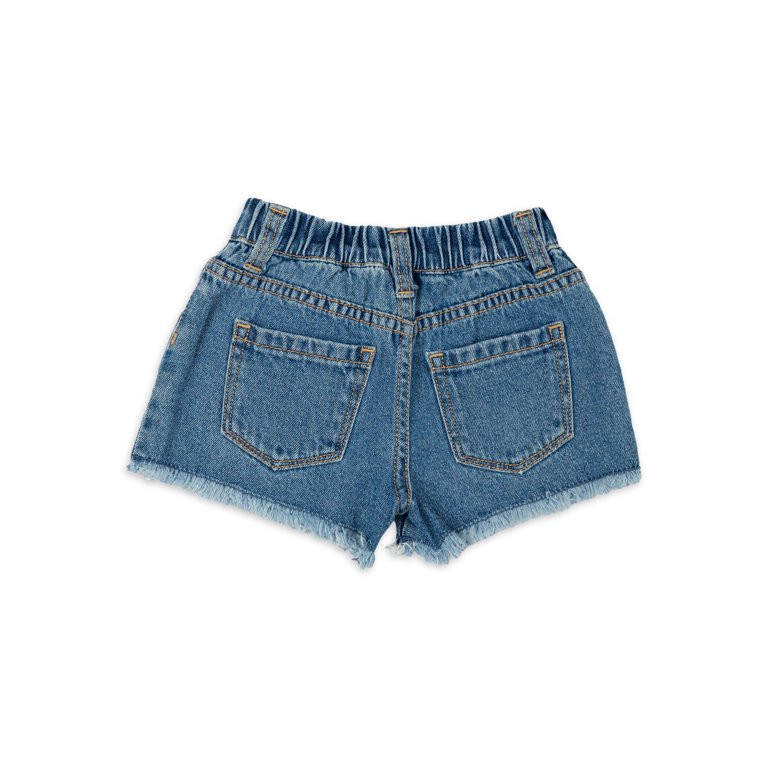 Wonder Nation Toddler Girls Crochet Denim Short, Sizes 2 Toddler-18 Months | Walmart (US)