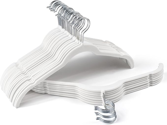 Sishynio Premium Velvet Shirt Hangers 30 Pack, Non-Slip 360° Swivel Hook Slim Felt Hanger, Space... | Amazon (US)