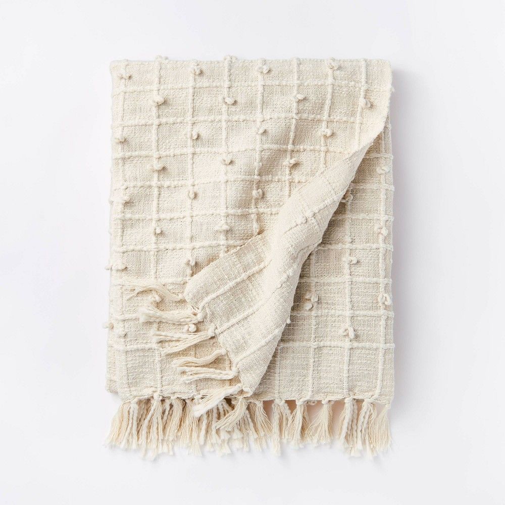 Woven Cotton Plaid Throw Blanket Cream - Threshold designed with Studio McGee | Target