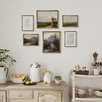 Vintage Farmhouse Wall Decor - Nature Deer Flower Neutral Wall Art for Boho French Country Kitche... | Amazon (US)