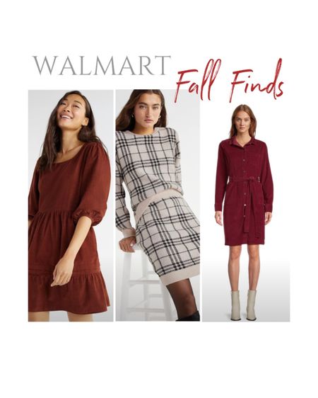 Loving Walmart’s fall finds! I just ordered the 3 pictured. So many great fall staple pieces under $30! Walmart fashion. Walmart dress. Corduroy dress. Fall dress. Fall fashion. 

#LTKworkwear #LTKfindsunder50 #LTKSeasonal