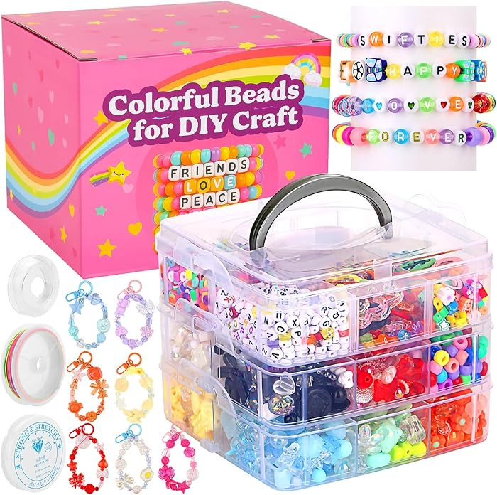 3123Pcs Assorted Acrylic Beads Kit for DIY Bracelets Making with Cute Candy Butterfly Flower Hear... | Amazon (US)