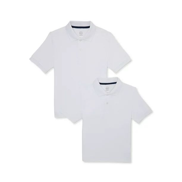 Wonder Nation Boys School Uniform Pique Polo Shirts with Short Sleeves, 2-Pack, Sizes 4-18 | Walmart (US)