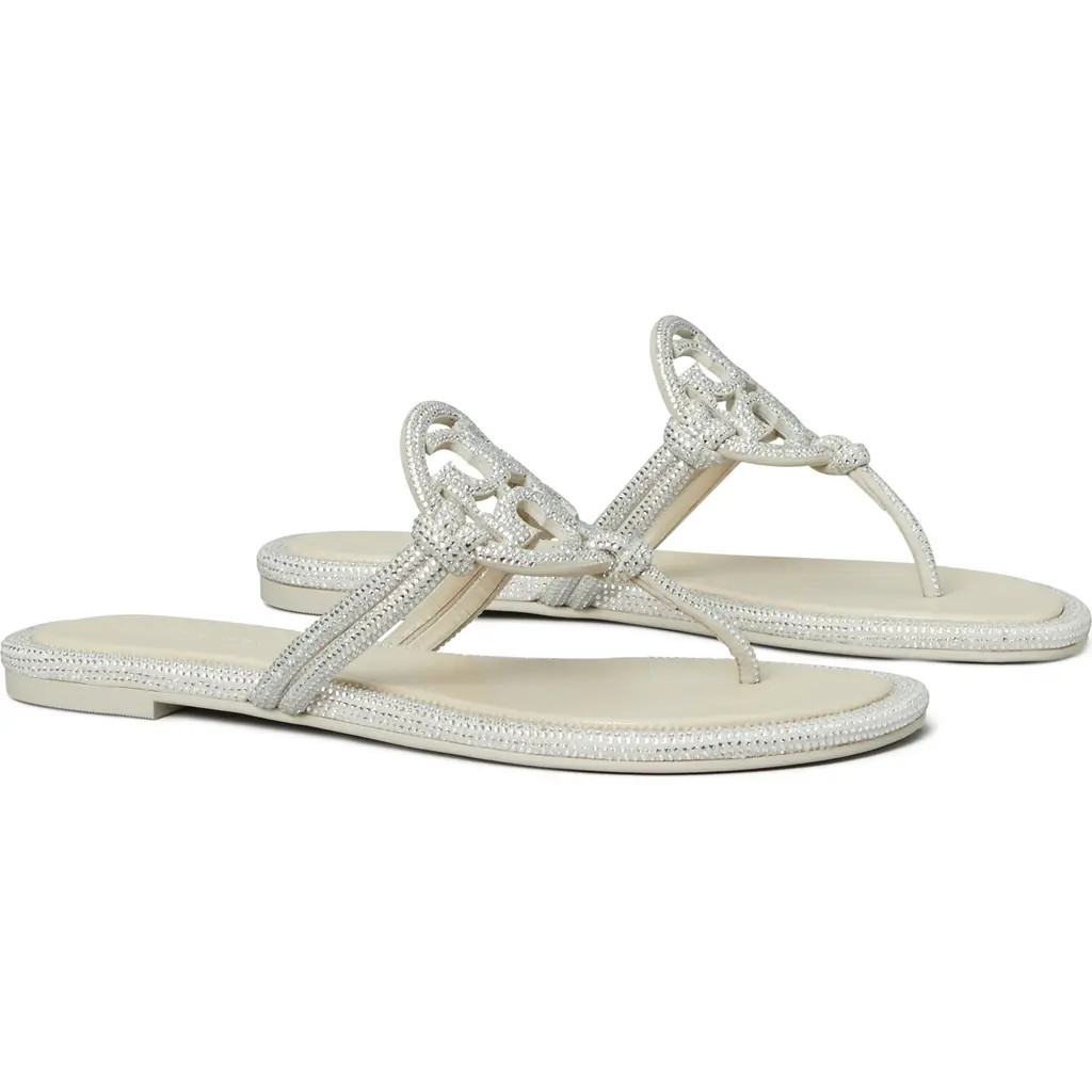 Tory Burch Miller Knotted Pavé Thong Sandal in Stone Grey at Nordstrom, Size 9.5 | Nordstrom