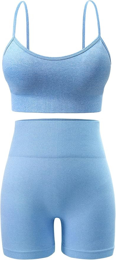 Workout Sets for Women 2 Piece Outfits Gym Shorts Women High Waisted with Adjustable Padded Sport... | Amazon (US)