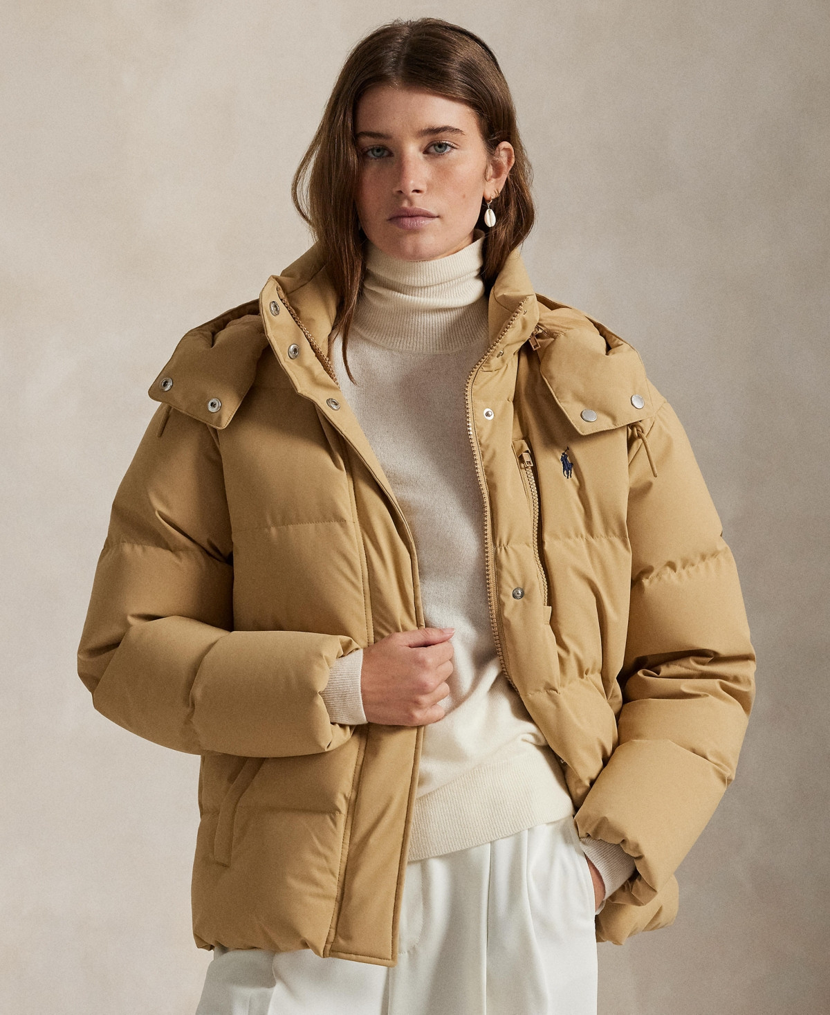 Polo Ralph Lauren Women's Quilted Hooded Down Jacket - Classic Camel | Macy's