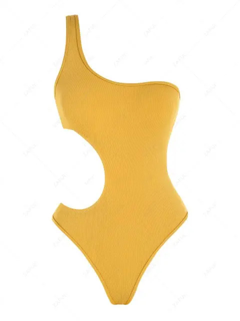 ZAFUL Ribbed Cutout One Shoulder One-piece Swimsuit | ZAFUL (Global)