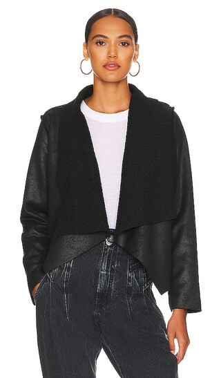 Faux Suede Shearling Reversible Jacket in True Black | Revolve Clothing (Global)