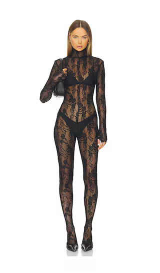 Long Sleeve Slim Fit Turtleneck Catsuit in Black | Revolve Clothing (Global)