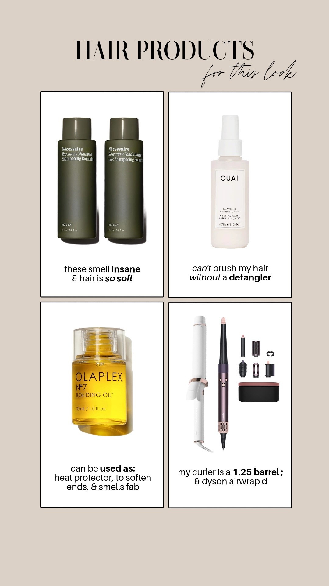 Beach hair items I used 