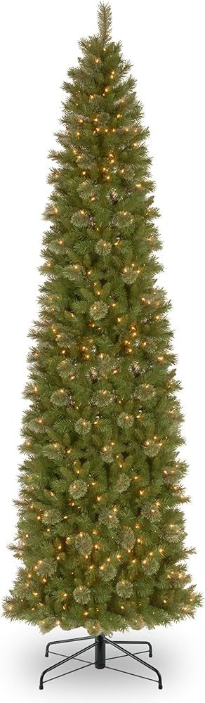 National Tree Company Tacoma Pine 12 Foot Pre-lit Slim Artificial Christmas Holiday Tree with Whi... | Amazon (US)