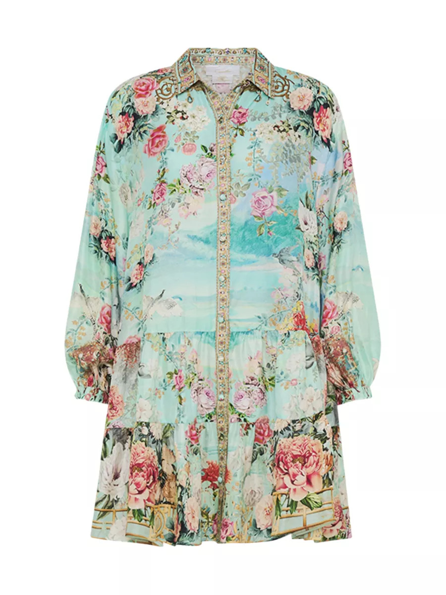 Printed Silk Tiered Shirtdress | Saks Fifth Avenue