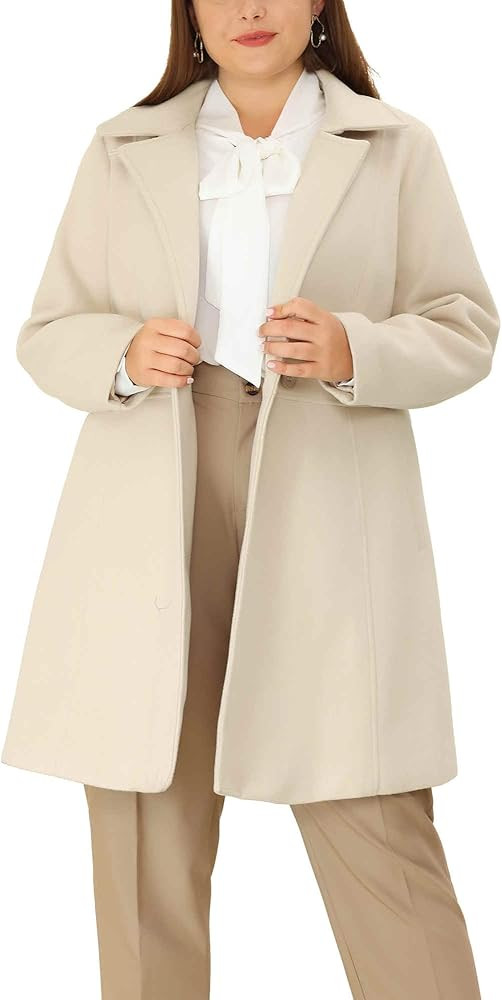 Agnes Orinda Plus Size Peacoat for Women Winter Notched Lapel Single Breasted Elegant Long Trench... | Amazon (US)