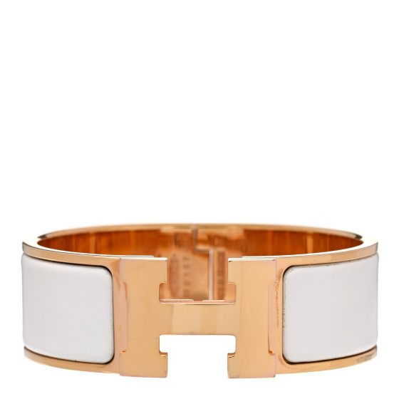 Enamel Wide Clic Clac H Bracelet GM White | FASHIONPHILE (US)