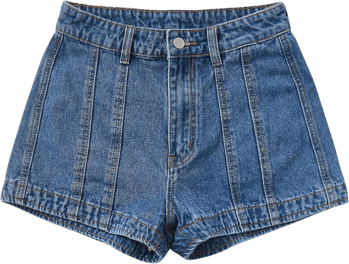 WDIRARA Women's High Waisted Denim Shorts Straight Leg Summer Jean Shorts with Pockets | Amazon (US)