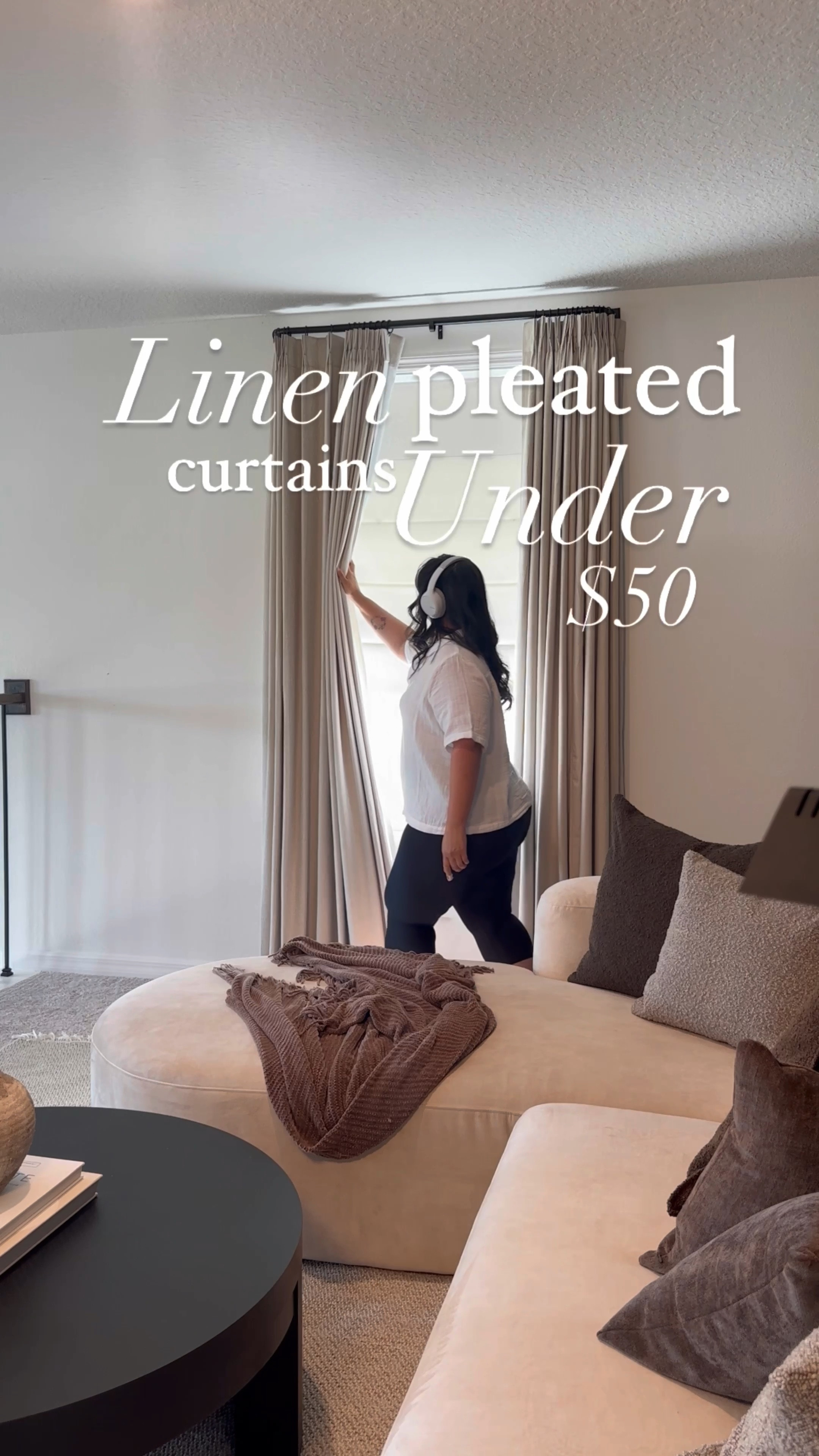 Linen pleated curtains that are blackout and under $50 for 2 panels! 🙌🏼

Home
Home decor deals
Curtains
Drapes
Blackout curtains 
Luxe for less


#LTKVideo #LTKHome