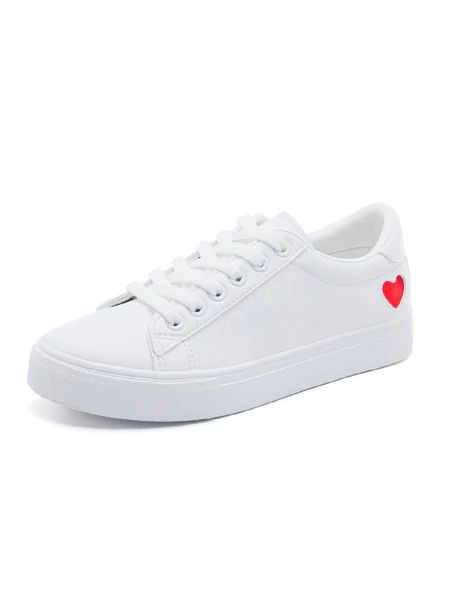 'Louie' Heart Detail White Sneakers (2 Colors) | Goodnight Macaroon