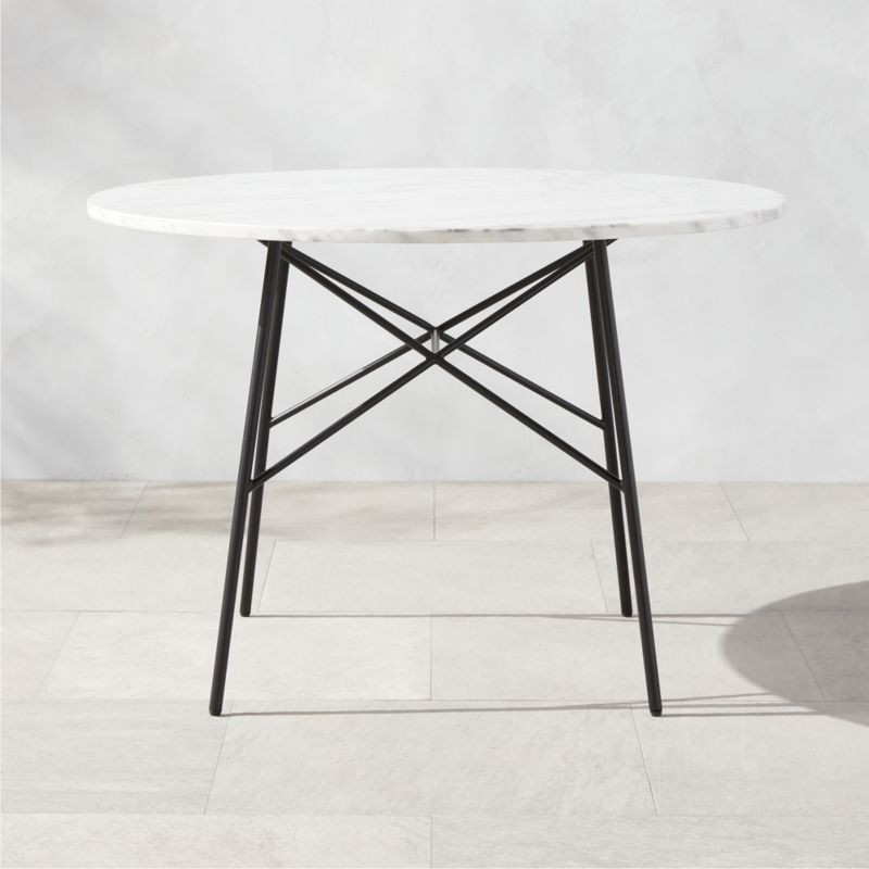 Pavilion Black Metal Outdoor Bistro Table with Marble Top 43" by Paul McCobb + Reviews | CB2 | CB2