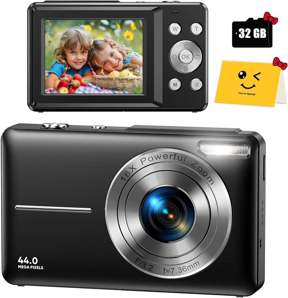 Digital Camera, FHD 1080P Digital Camera for Kids with 32GB SD Card Compact Point and Shoot Camer... | Amazon (US)
