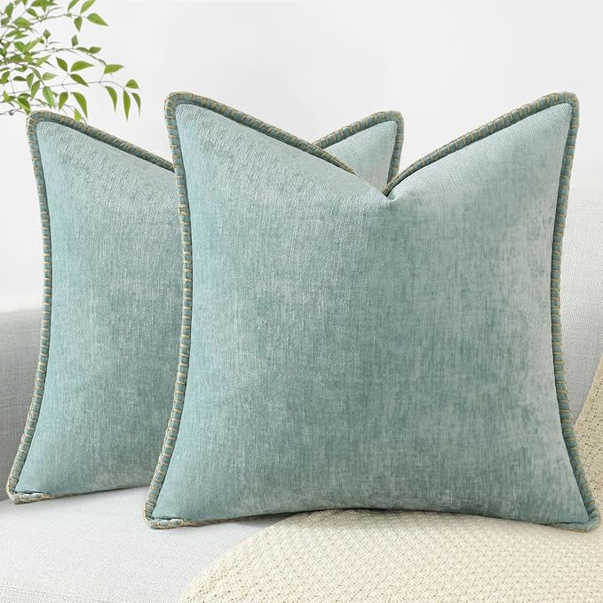 decorUhome Spring Chenille Soft Cozy Throw Pillow Covers 18x18 Set of 2, Modern Farmhouse Boho Ve... | Amazon (US)