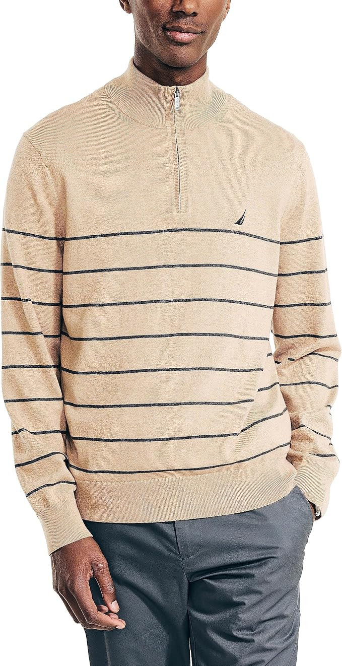 Nautica Men's Navtech Striped Quarter-zip Sweater | Amazon (US)