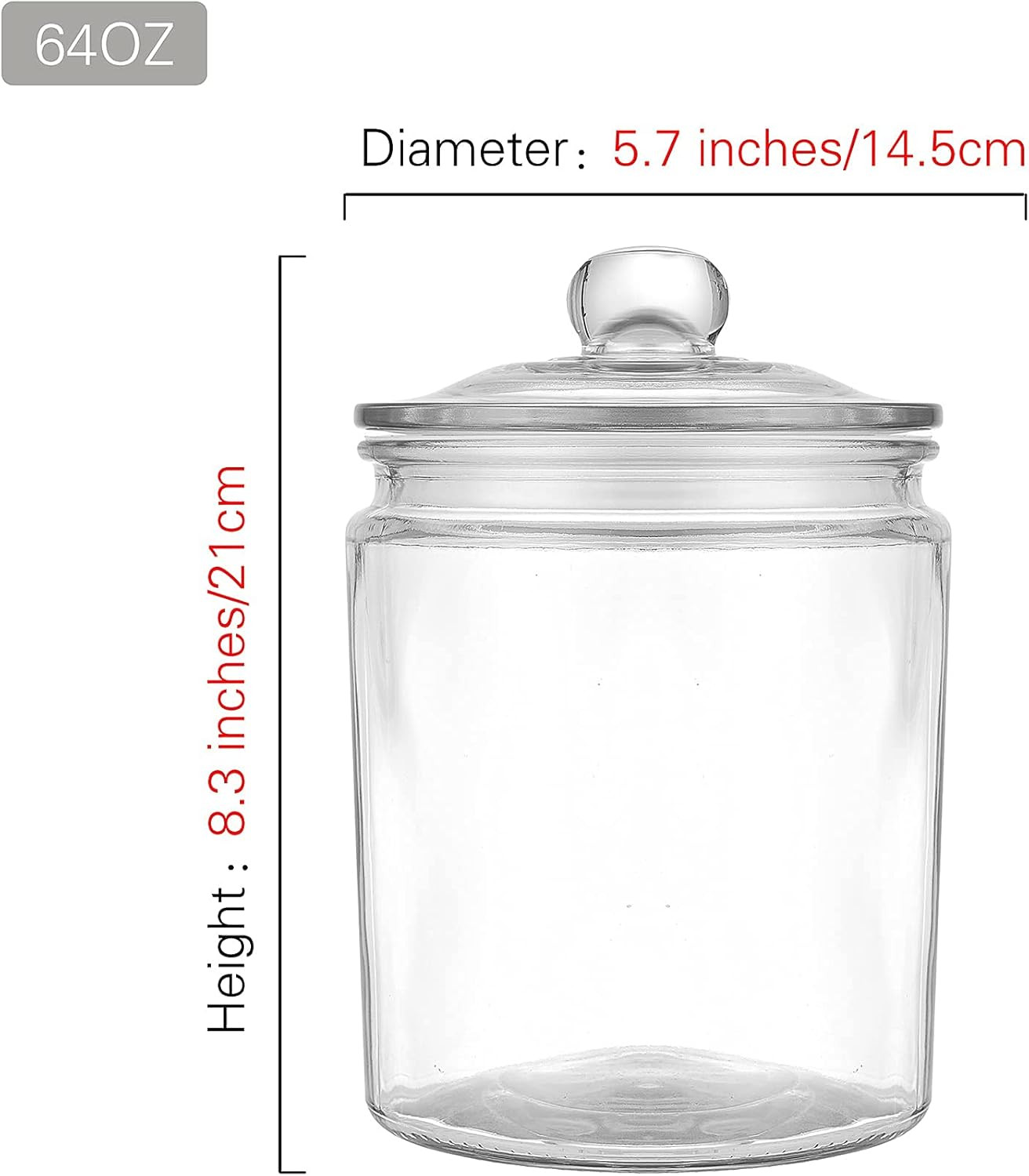 Millennium Crystals Glass Kitchen Canister Storage Jar, Set of 2 (64 OZ) | Amazon (US)