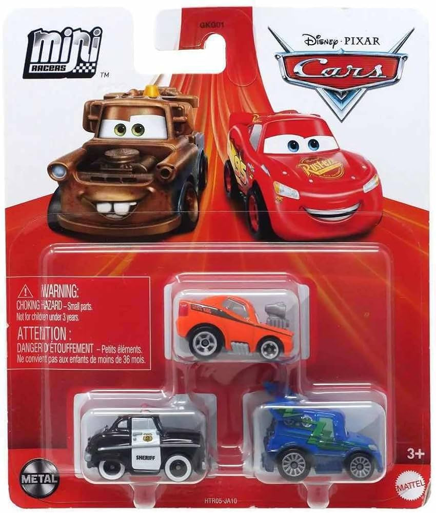 Disney Pixar Cars Mini Racers (Snot Rod - DJ - Sheriff) 3 Pack Minis New | Amazon (US)
