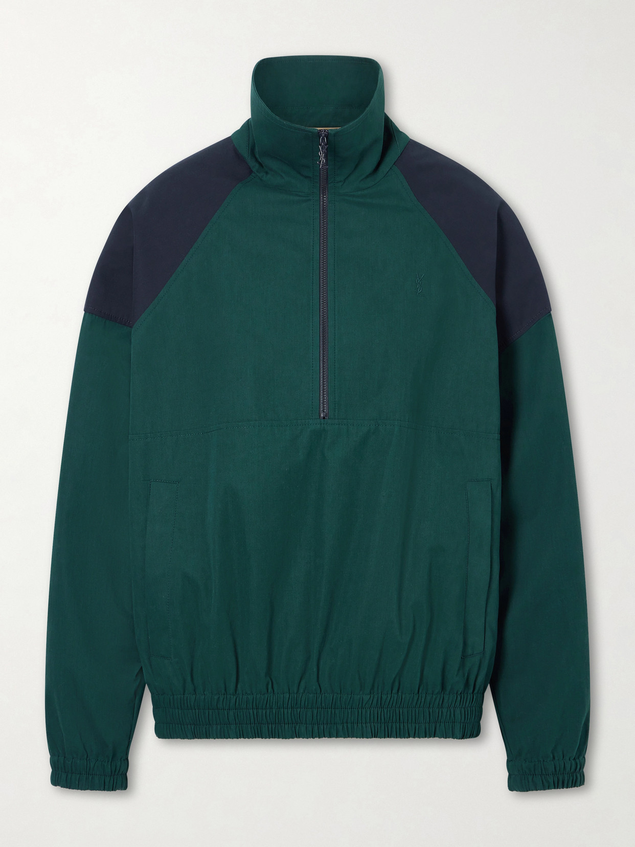 SAINT LAURENT - Cotton Half-zip Jacket - Green | NET-A-PORTER (US)