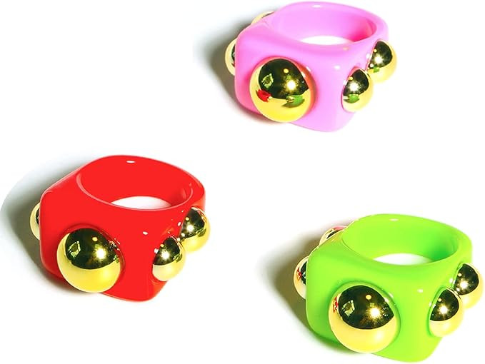 Colorful Chunky Resin Rings For Women Girls Children Y2K Rings Acrylic Rings Plastic Rings Trendy... | Amazon (US)