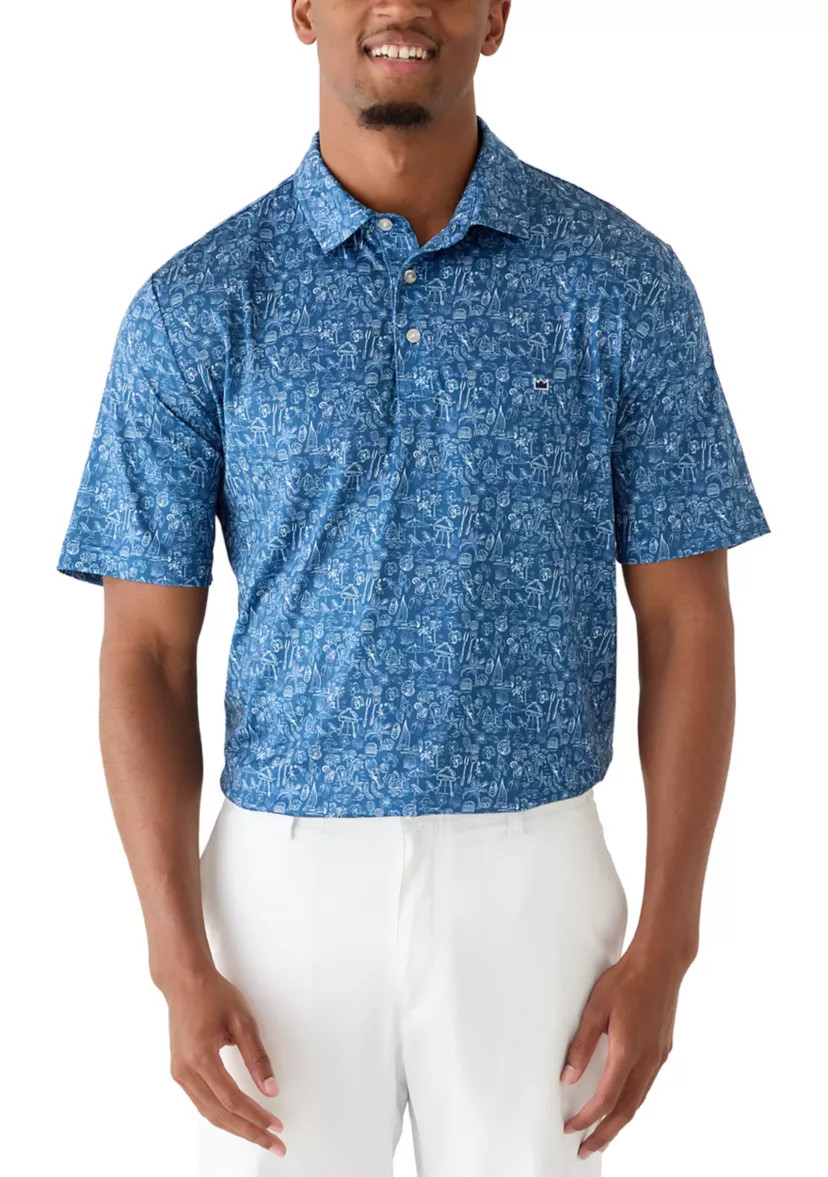 Men's Short Sleeve Printed Performance Polo Shirt | Belk