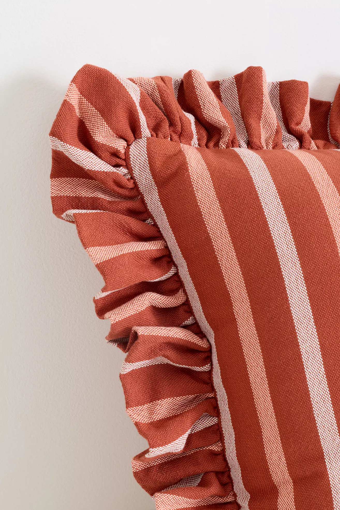 Maeve Helana Indoor/Outdoor Woven Stripe Ruffle Pillow | Anthropologie (US)